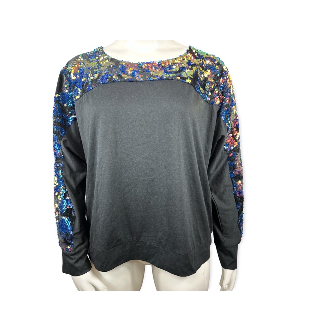 🆕 DG2 Diane Gilman black sparkle sleeve top size 1X